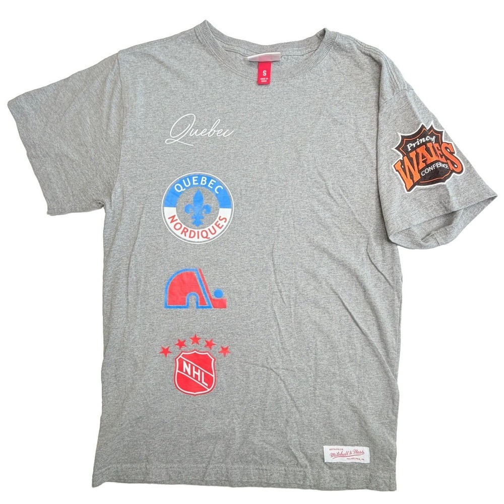 Mitchell & Ness Quebec Nordiques Prince of Wales Tee Small Gray NHL